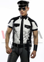 Load image into Gallery viewer, White &amp; Black Quilted Leather Shirt