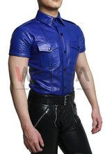 Load image into Gallery viewer, Exciting Blue Genuine Leather Shirt