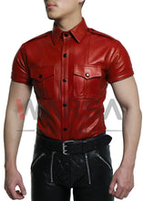 Load image into Gallery viewer, Hot Red Genuine Leather Shirt